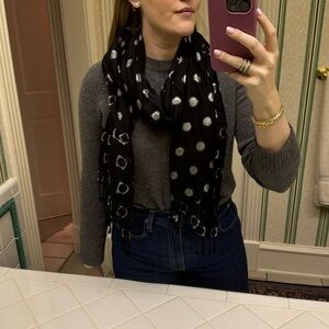 Black and Silver Polka Dot Scarf